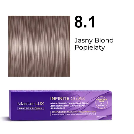 [IG-8.1] Półtrwała farba do włosów w kremie Master LUX Professional INFINITE GLOSS 8.1 — jasny blond popielaty