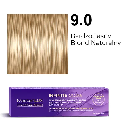 Półtrwała farba do włosów w kremie Master LUX professional INFINITY GLOSS 9.0 Bardzo jasny blond naturalny