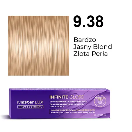 Półtrwała farba do włosów w kremie Master LUX professional INFINITY GLOSS 9.38 Bardzo jasny blond, złota perła