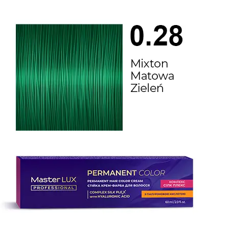[20143] Krem do trwałej farby do włosów Master LUX professional 0.28 Mixton matowa zieleń
