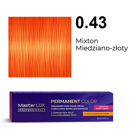 [PC-0.43] Trwała farba do włosów w kremie Master LUX Professional 0.43 — mikston miedziano-złoty