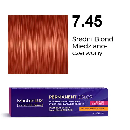 [20055] Krem do trwałej farby do włosów Master LUX professional 7.45 Średni blond miedziano-czerwony